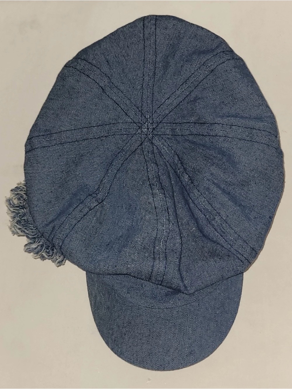 Women's Denim Newsboy Cap Distressed Flower Blue Cotton Elastic Back Hat Y2K - Picture 5 of 11